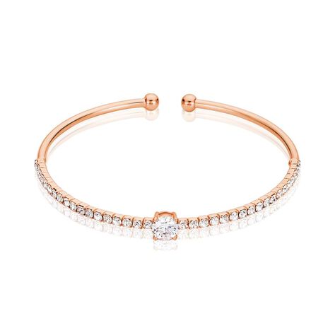 Bangle in metallo rosato e strass - Bracciali Donna | Stroili