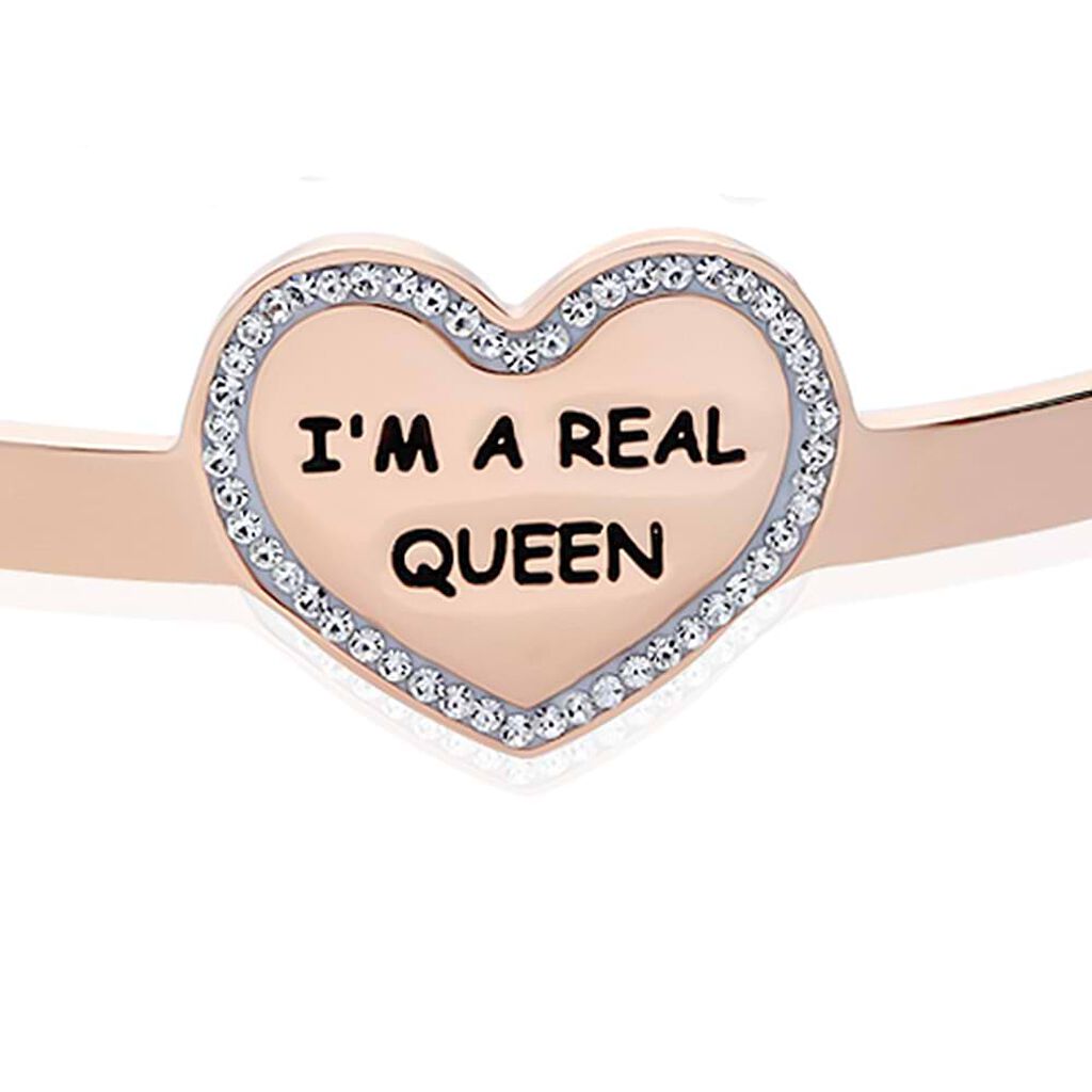 Bangle I'm a real queen in acciaio rosato e strass - Bracciali Donna | Stroili