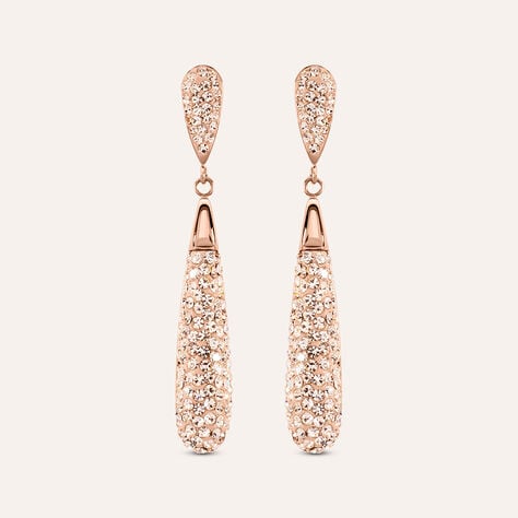 Orecchini Pendenti Aura Acciaio Rosa Cristallo - Orecchini Pendenti Donna | Stroili