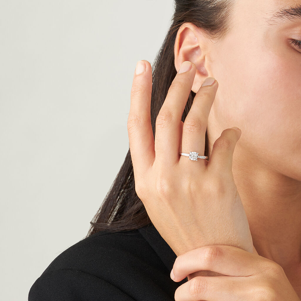 Anello Solitario Petali Oro Bianco Diamante - Anelli con Pietre Donna | Stroili