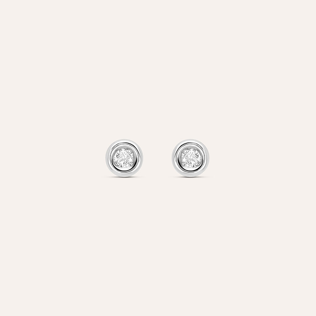 Orecchini Lobo Punto Luce Bon Ton Oro Bianco Cubic Zirconia - Orecchini a Lobo Donna | Stroili