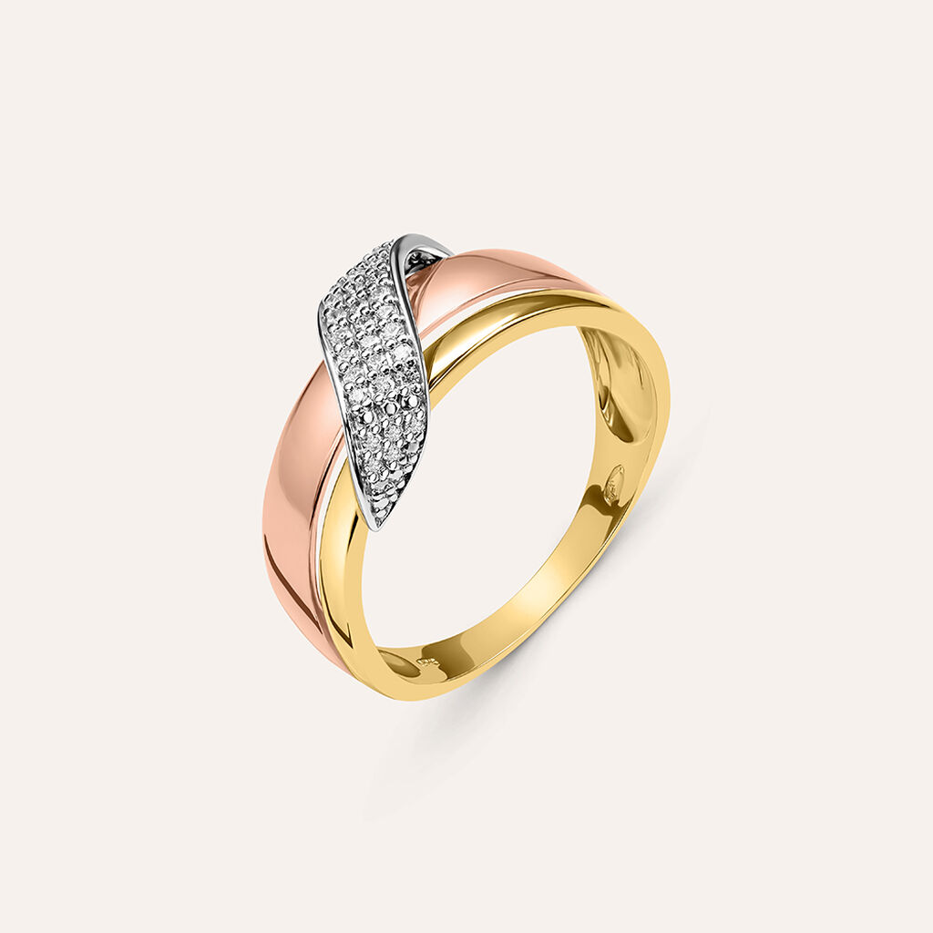 Anello Fascia Sophia Oro Tricolore Diamante