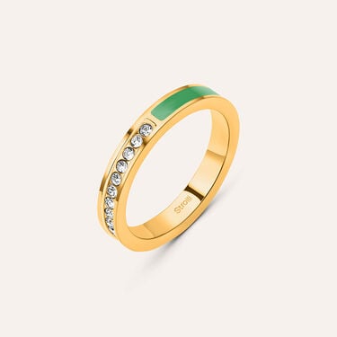 Anello Semi-eternity Lady Sweet Acciaio Dorato Cristallo