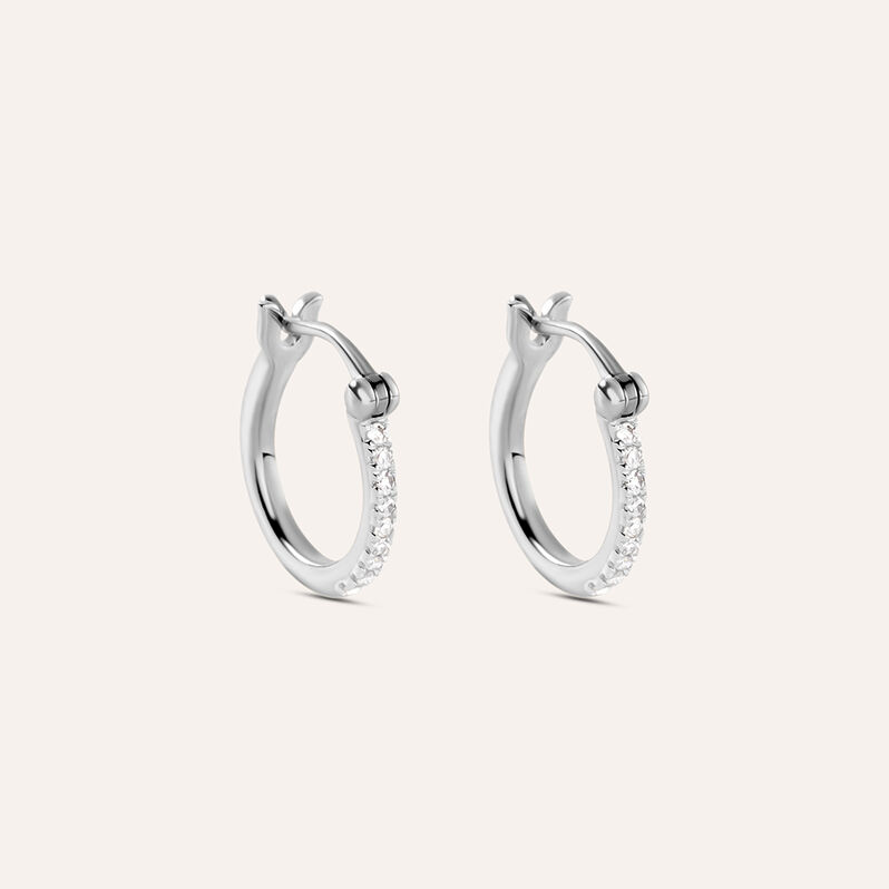 Orecchini A Cerchio Grace Oro Bianco Diamante - Orecchini a Cerchio Donna | Stroili