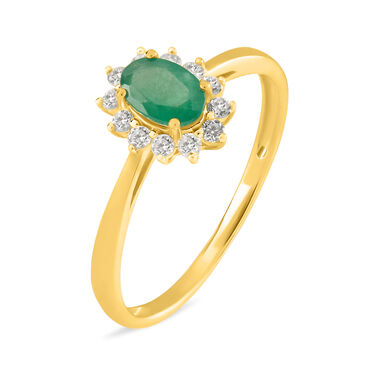 Anello Solitario Kate Charlotte Oro Giallo Smeraldo Diamante