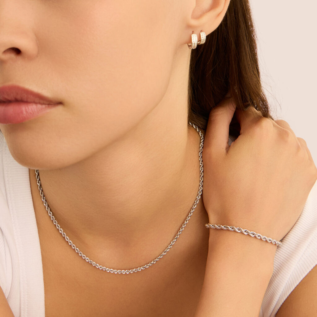Orecchini A Cerchio Toujours Oro Bianco Cubic Zirconia - Orecchini a Cerchio Donna | Stroili
