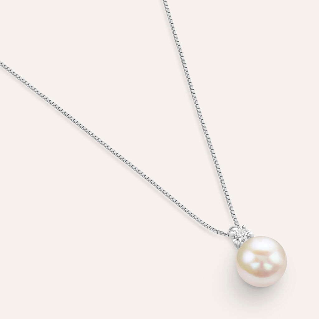 Collana Gold Pearls Oro Bianco Perla D'Acqua Dolce Diamante