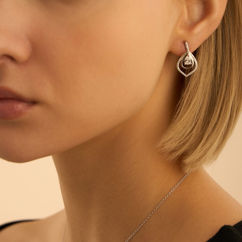 Orecchini Pendenti Silver Elegance Argento Rodiato Cubic Zirconia