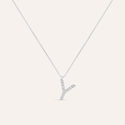 Collana Diamond Letters Oro Bianco Diamante - Collane Donna | Stroili