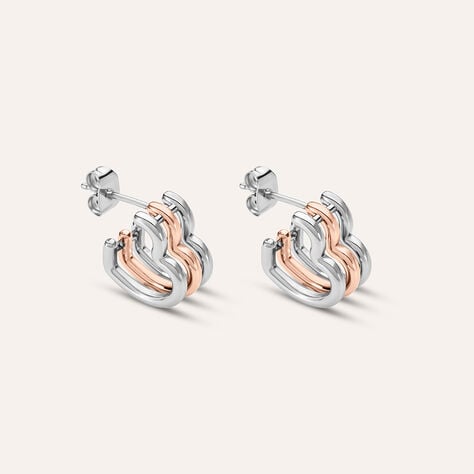 Orecchini A Cerchio Sunrise Acciaio Bicolore Bianco / Rosa - Orecchini a Lobo Donna | Stroili