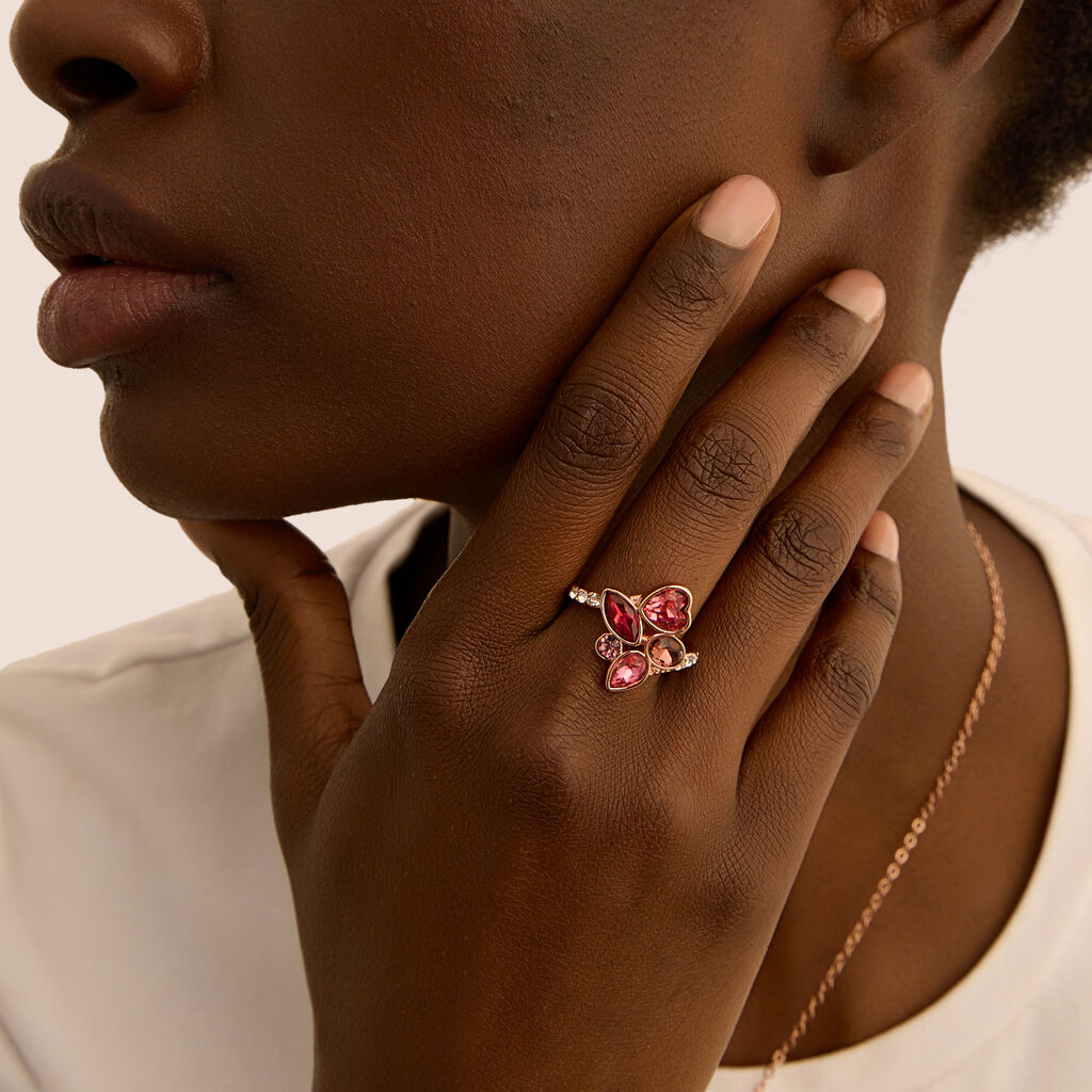 Anello Fantasia Violet Ottone Rosa Cristallo