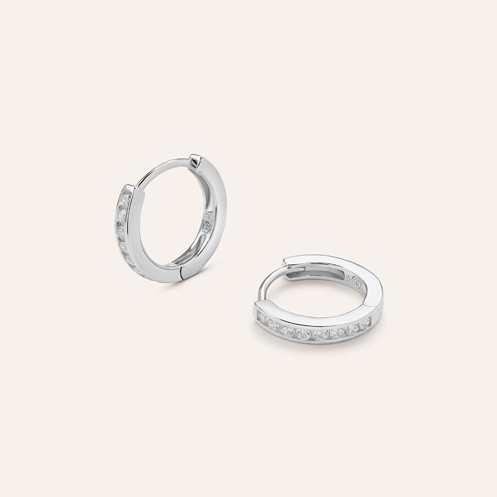 Orecchini A Cerchio Silver Elegance Argento Rodiato Cubic Zirconia