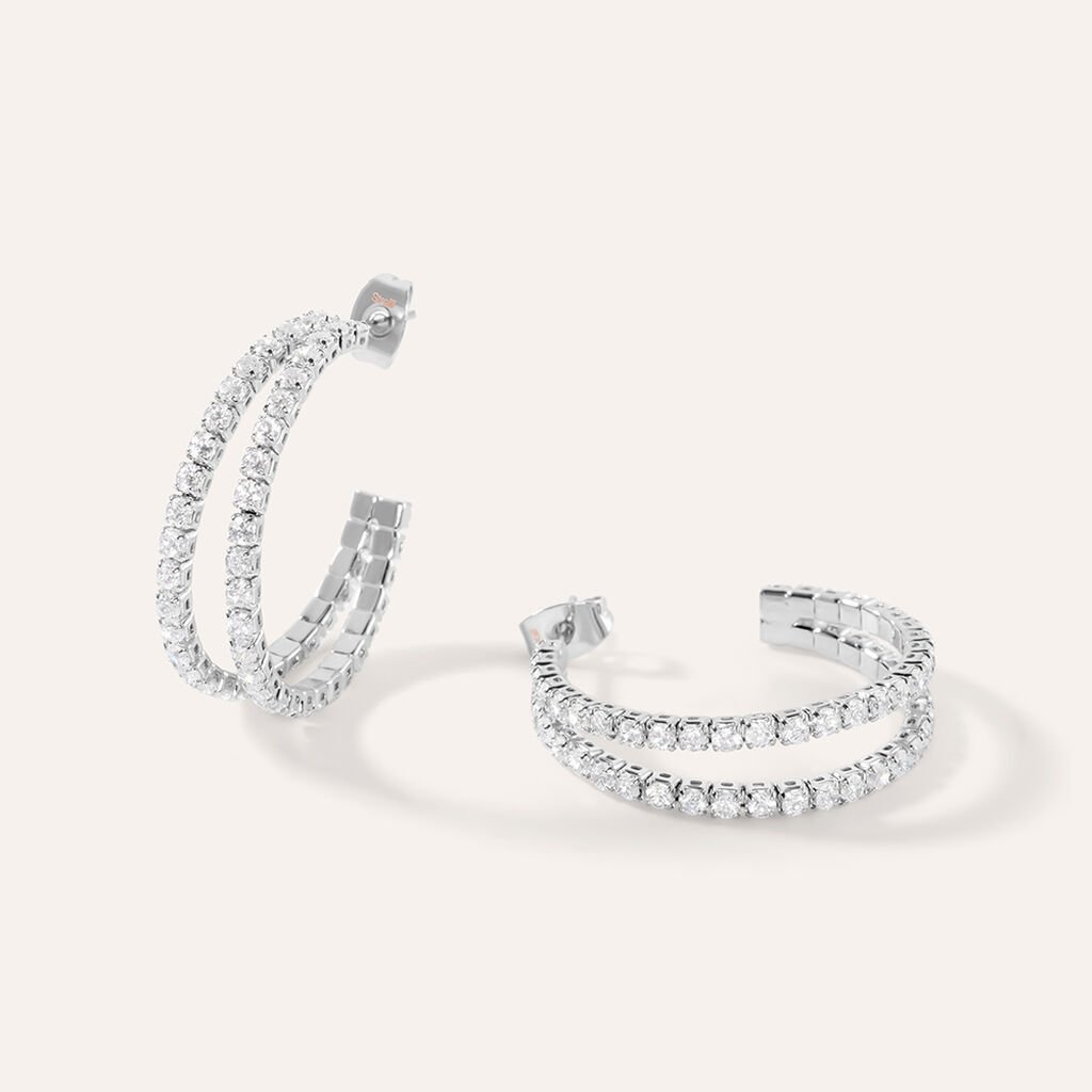 Orecchini A Cerchio Romantic Shine Metallo Cristallo - Orecchini a Cerchio Donna | Stroili