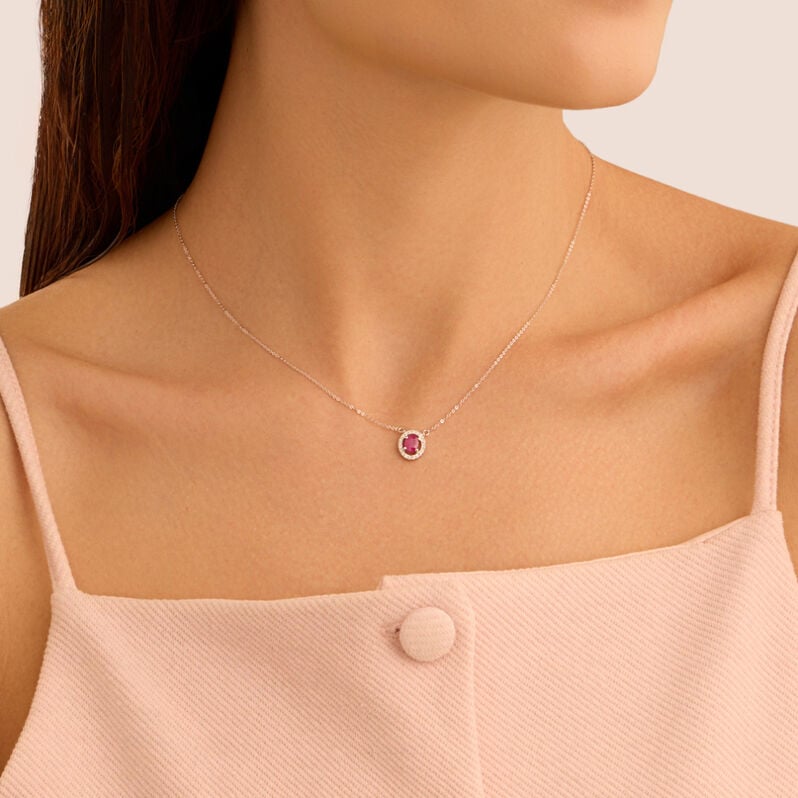 Collana Punto Luce Elizabeth Crown Oro Bianco Rubino Diamante - Collane Punto Luce Donna | Stroili