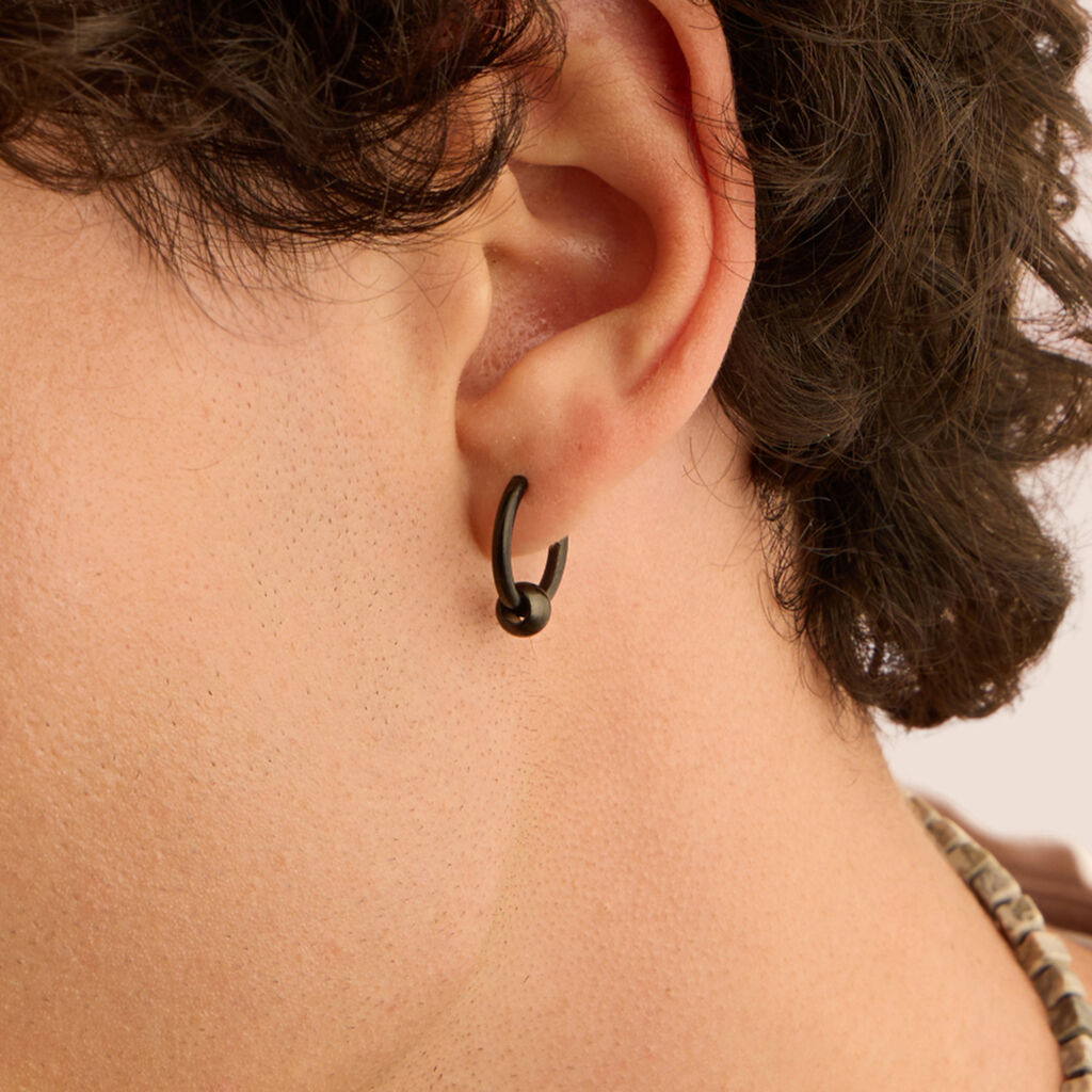 Orecchini A Cerchio Man Code Acciaio Nero