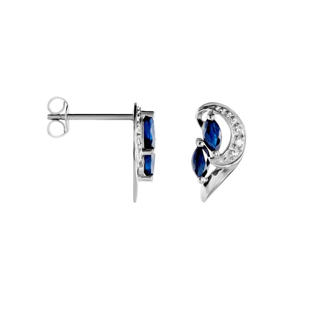 Orecchini Lobo Charlotte Oro Bianco Zaffiro Diamante