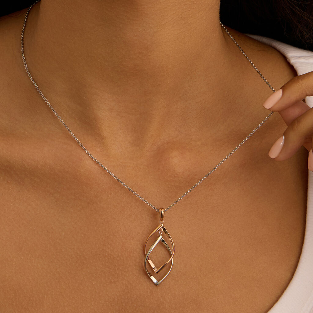 Collana Sunrise Acciaio Bicolore Bianco / Rosa