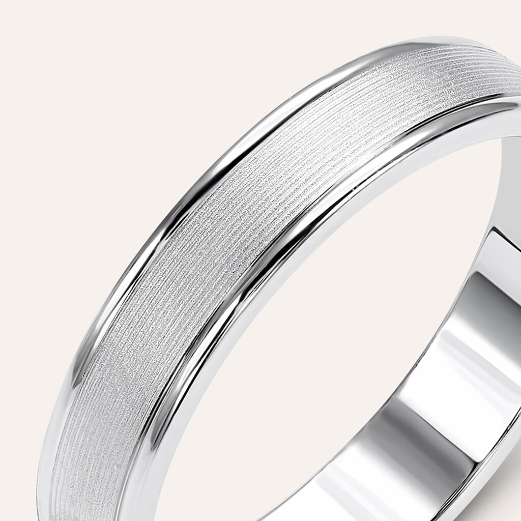 Fede Classica Satinata 4 mm Oro Bianco - Anelli con Incisione Uomo | Stroili