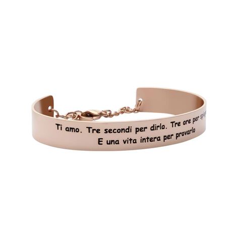 Bangle Ti amo. Tre secondi per dirlo. Tre ore per spiegarlo. E una vita intera per provarlo in acciaio rosato - Bracciali Donna | Stroili