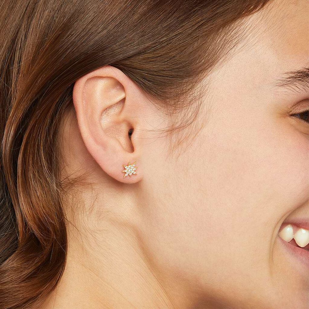 Orecchini Lobo Claire Oro Giallo Cubic Zirconia - Orecchini a Lobo Donna | Stroili
