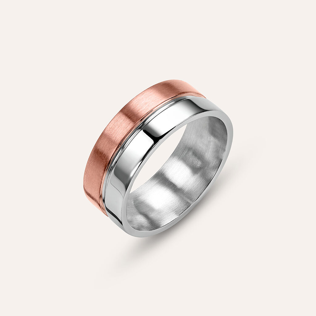 Anello Fascia Man Code Acciaio Bicolore