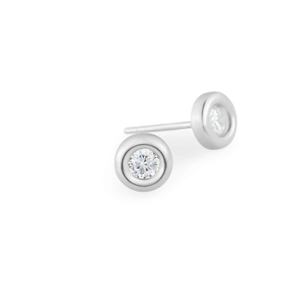 Orecchini Lobo Punto Luce Bon Ton Oro Bianco Cubic Zirconia - Orecchini a Lobo Donna | Stroili
