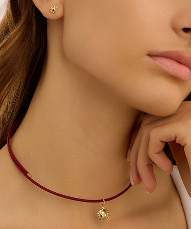 Choker Magnetico Cordino Burgundy e Acciaio Dorato