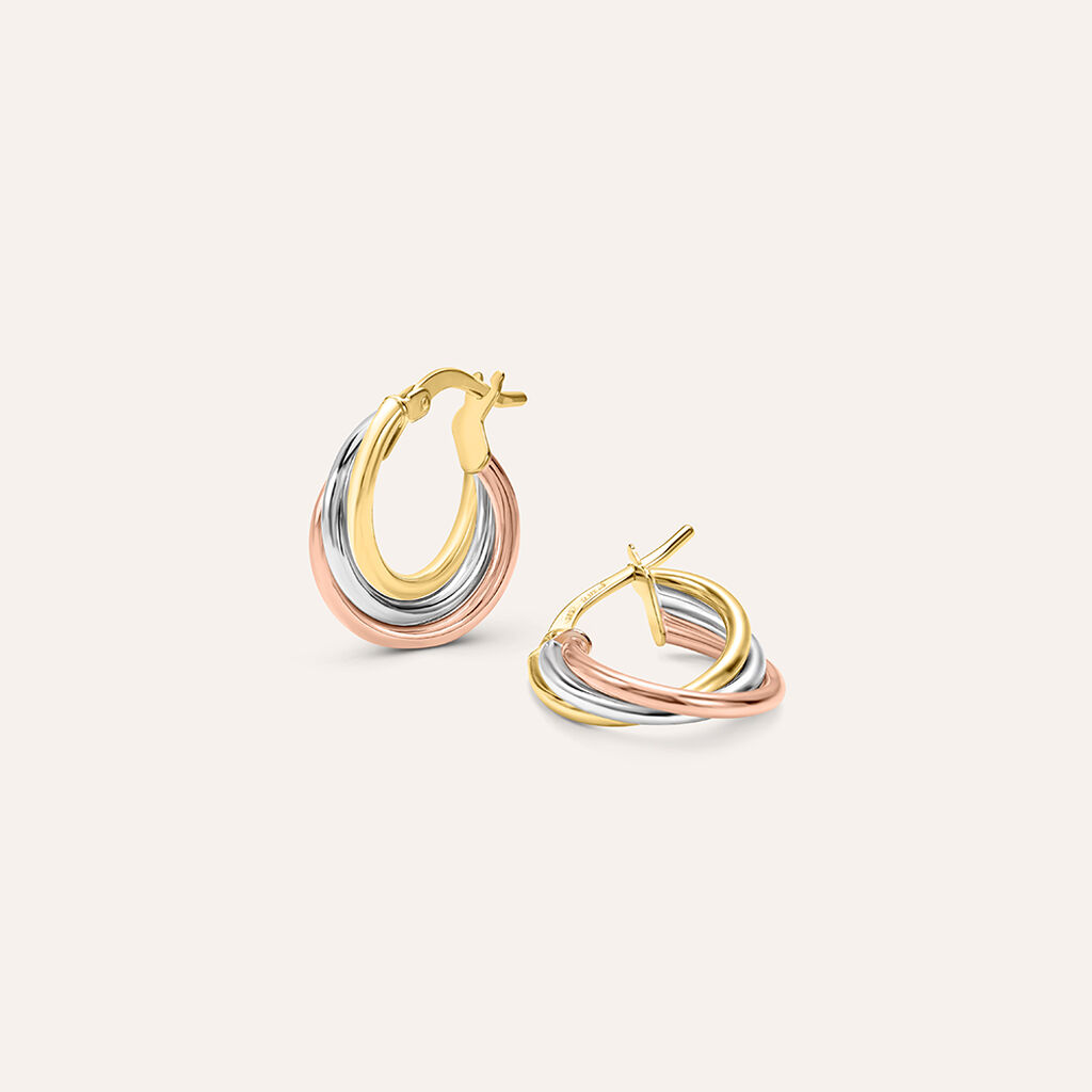 Orecchini A Cerchio Toujours Oro Tricolore - Orecchini a Cerchio Donna | Stroili