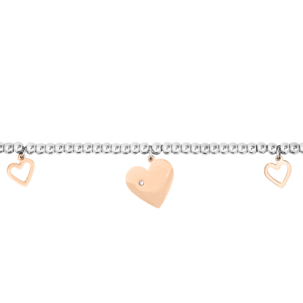 Bracciale Lady Chic Acciaio Bicolore Bianco / Rosa Cristallo - Bracciali con Incisione Donna | Stroili