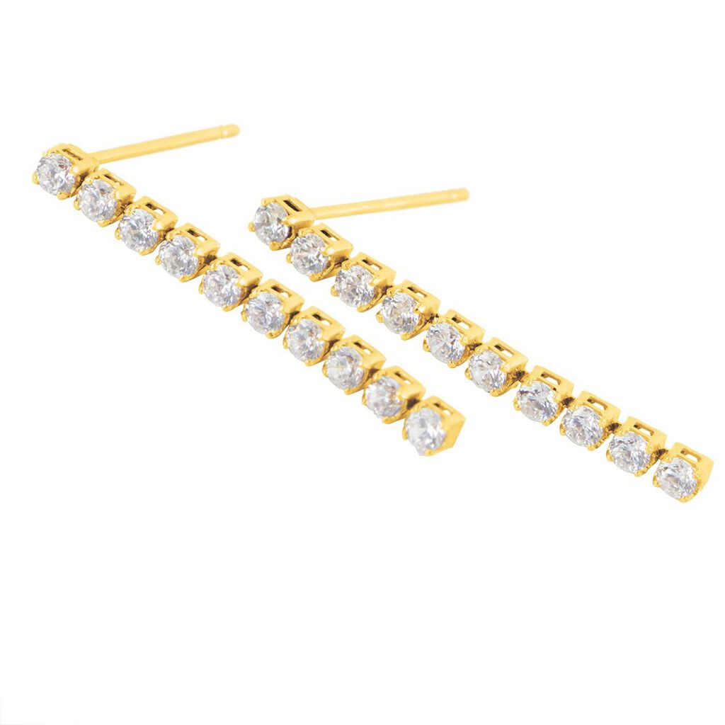 Orecchini Pendenti Tennis Claire Oro Giallo Cubic Zirconia - Orecchini Pendenti Donna | Stroili