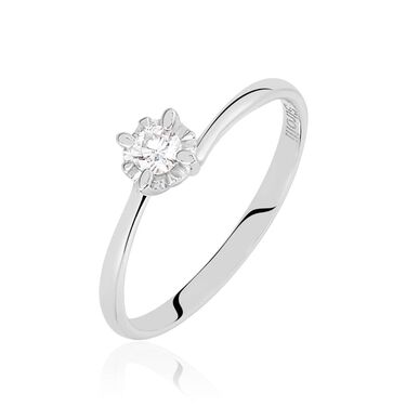 Anello Solitario Valentino In Oro Bianco Con Diamante 0,15 Ct