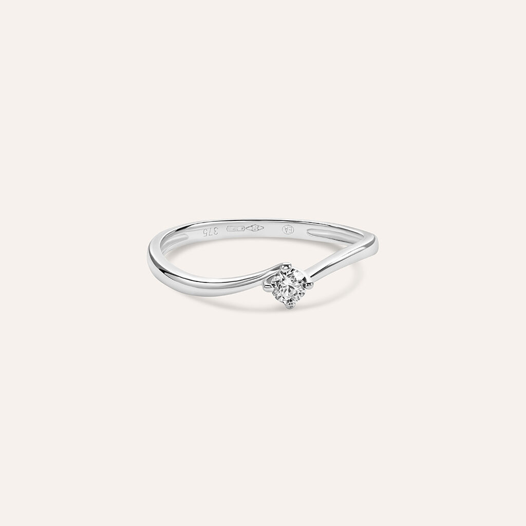 Anello Solitario Claire Oro Bianco Zircone - Anelli con Pietre Donna | Stroili