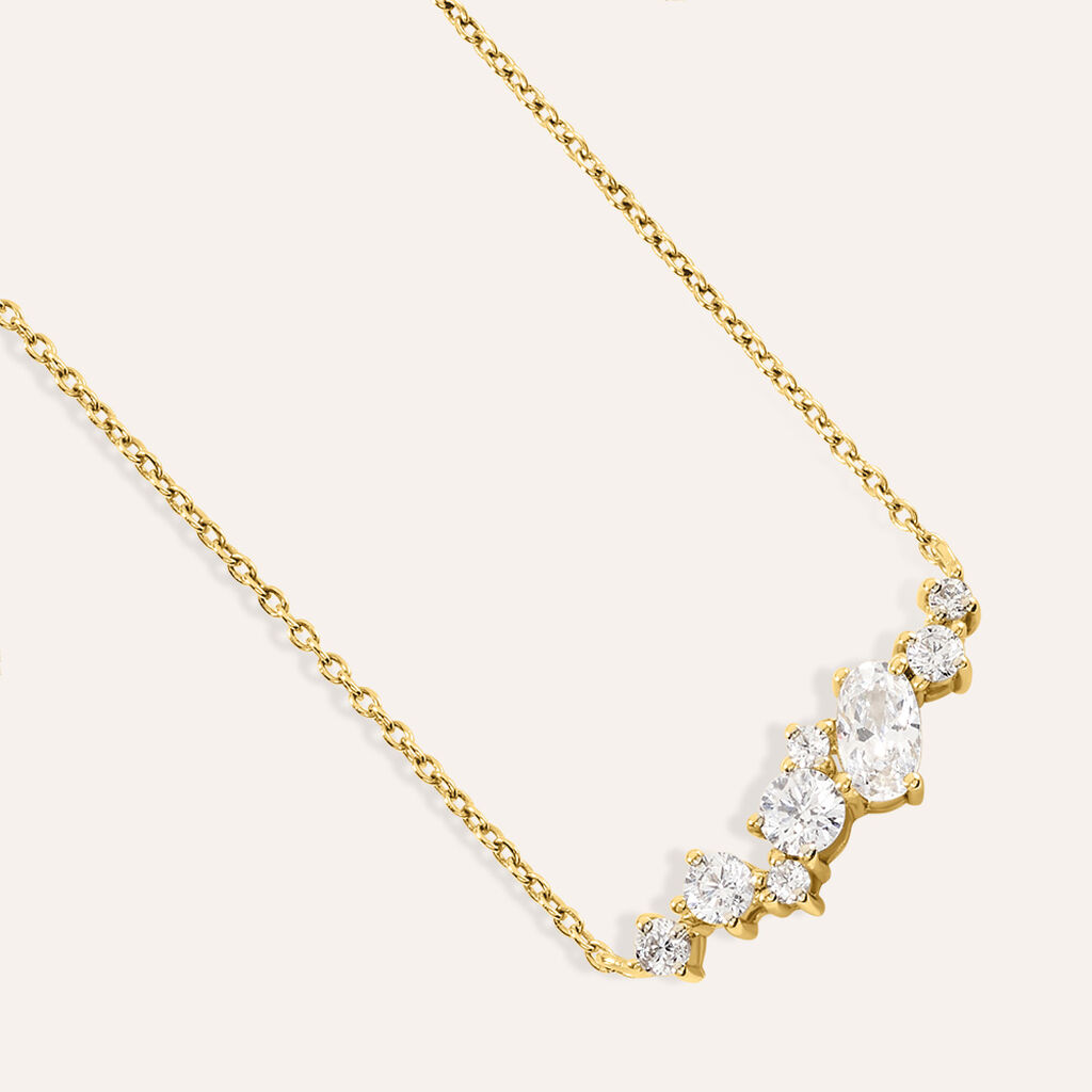 Collana Silver Glow Argento Dorato Cubic Zirconia