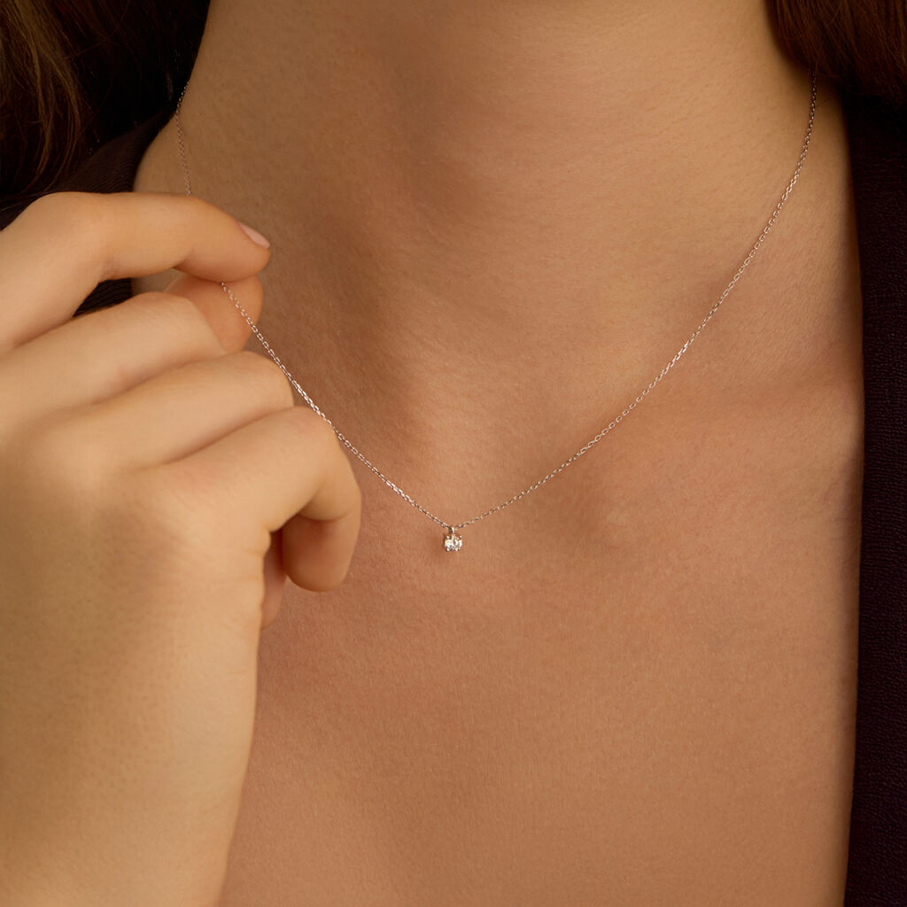 Collana Punto Luce Grace Oro Bianco Diamante