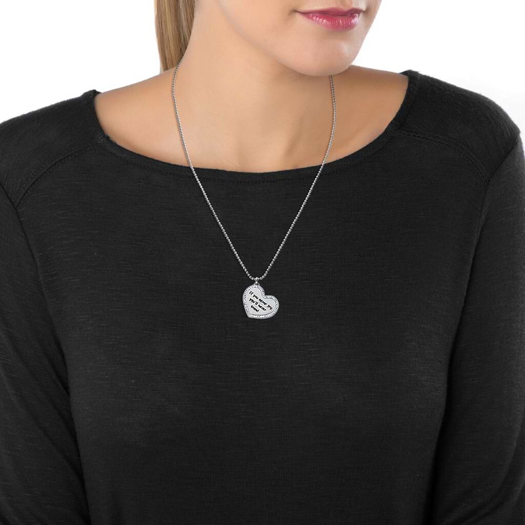 Collana in acciaio e strass a forma di cuore If you never try. you'll never know! - Collane Donna | Stroili