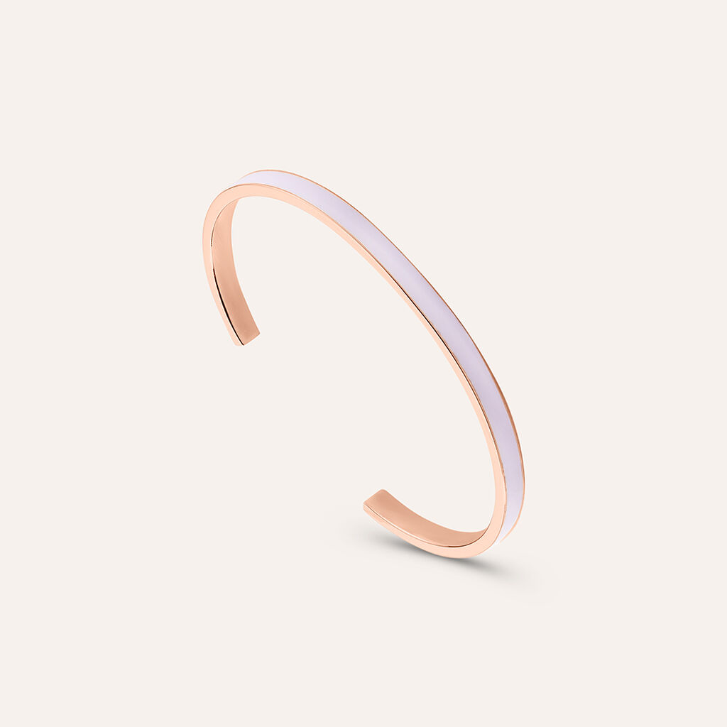 Bangle in acciaio rosato e smalto viola