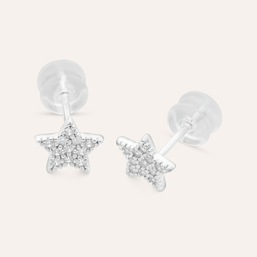 Orecchini Lobo Claire Oro Bianco Cubic Zirconia