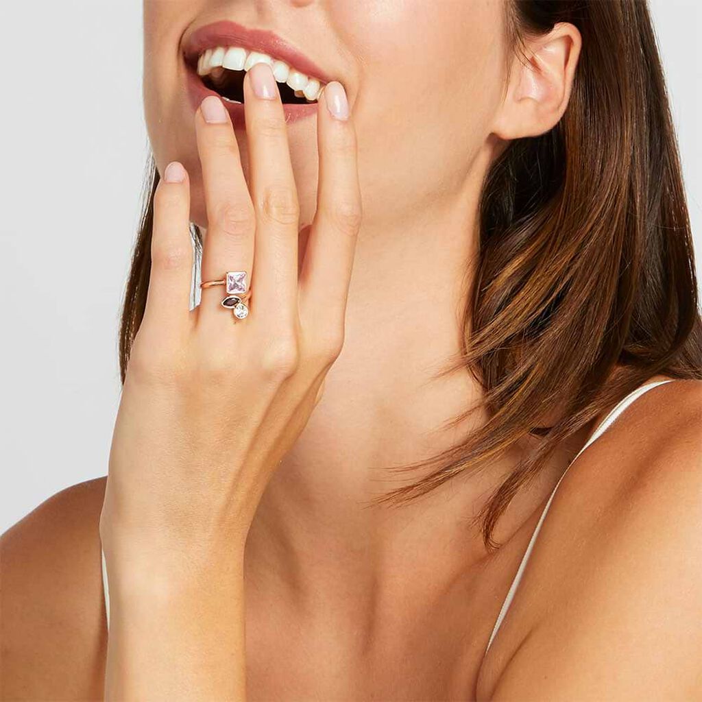 Anello Contrarie Violet Ottone Rosa Cristallo - Anelli con Pietre Donna | Stroili