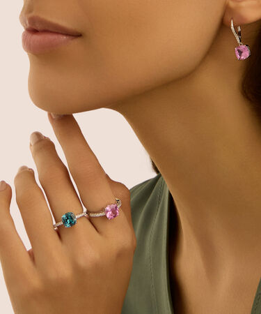 Anello Solitario Silver Rainbow Argento Rodiato Cubic Zirconia