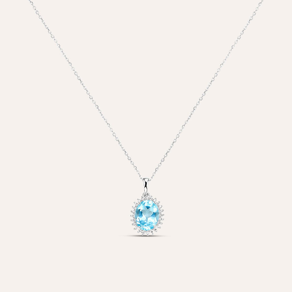 Collana Amélie Oro Bianco Topazio Cubic Zirconia