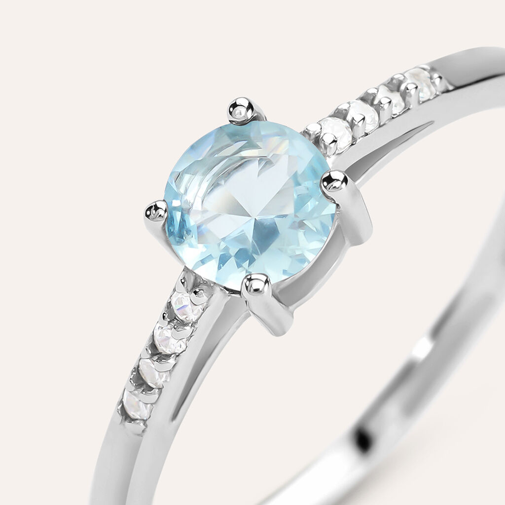 Anello Solitario Silver Rainbow Argento Rodiato Cubic Zirconia