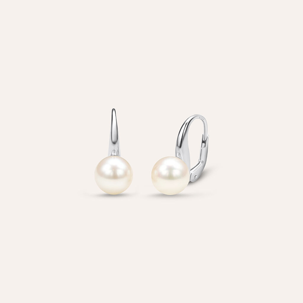 Orecchini Lobo Monachella Gabrielle Oro Bianco Perla D'Acqua Dolce