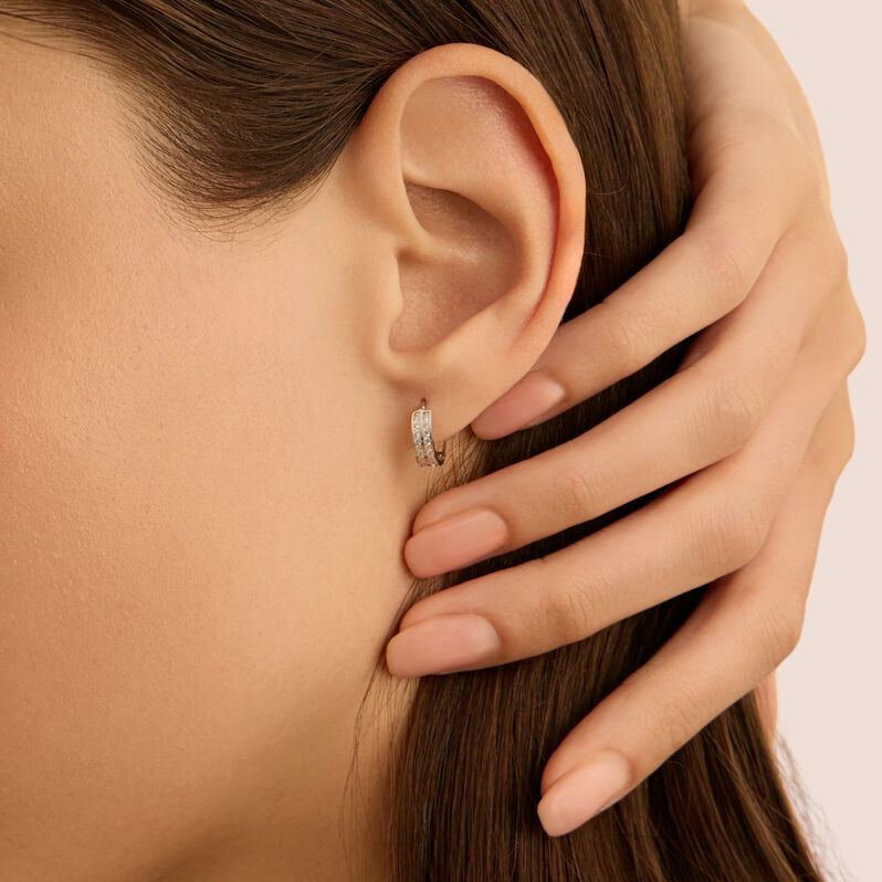Orecchini A Cerchio Toujours Oro Bianco Cubic Zirconia - Orecchini a Cerchio Donna | Stroili