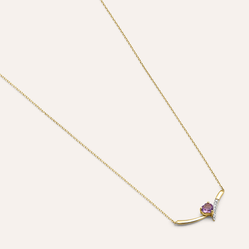 Collana Am&eacute;lie Oro Giallo Ametista Cubic Zirconia