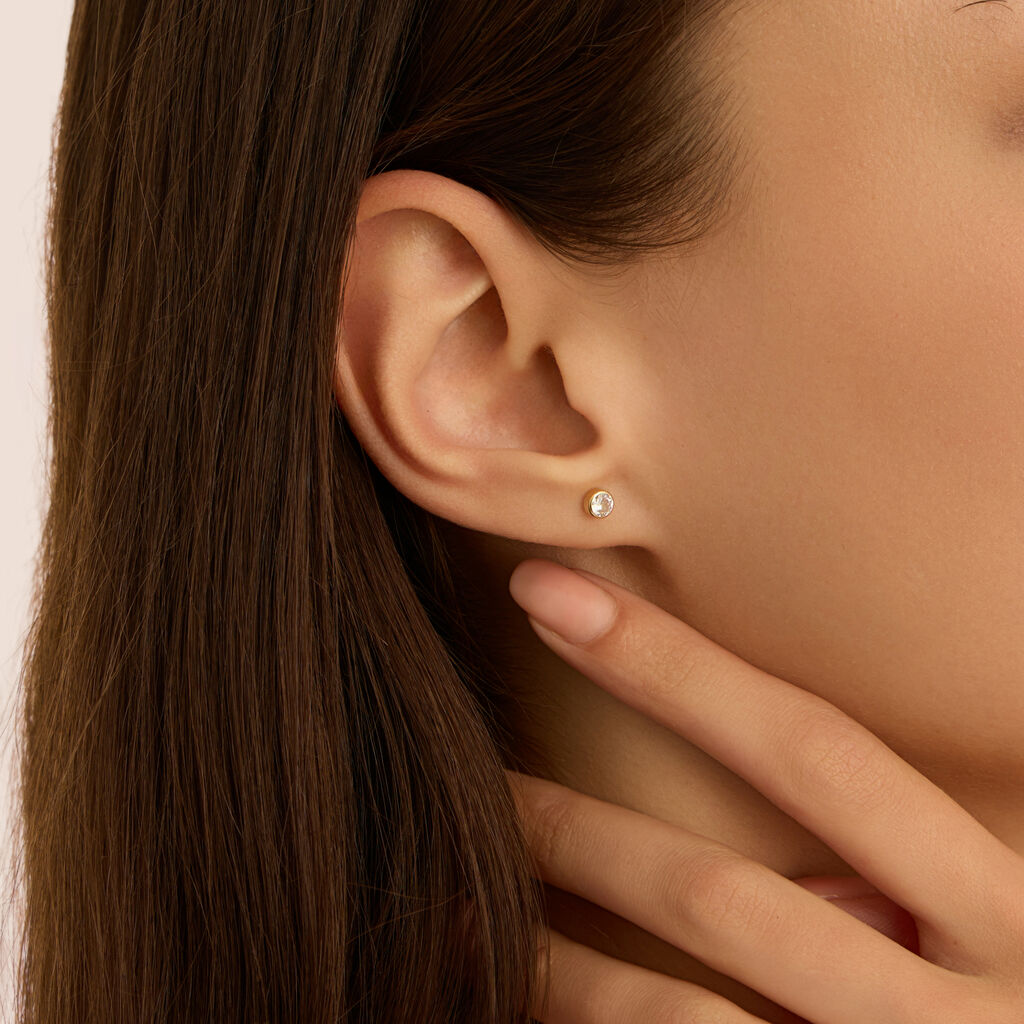 Orecchini Lobo Punto Luce Bon Ton Oro Giallo Cubic Zirconia