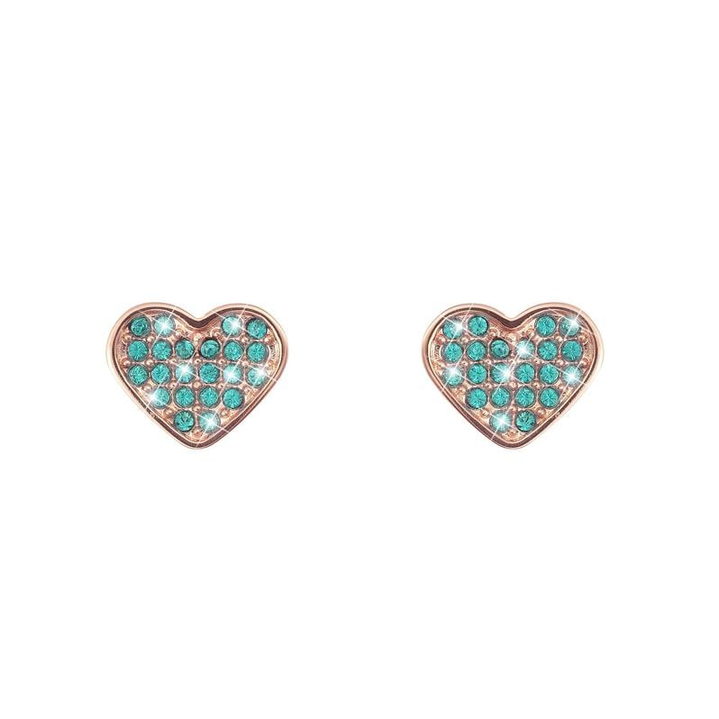Orecchini cuore in acciaio rosa e cristalli verdi - Orecchini a Cerchio Donna | Stroili