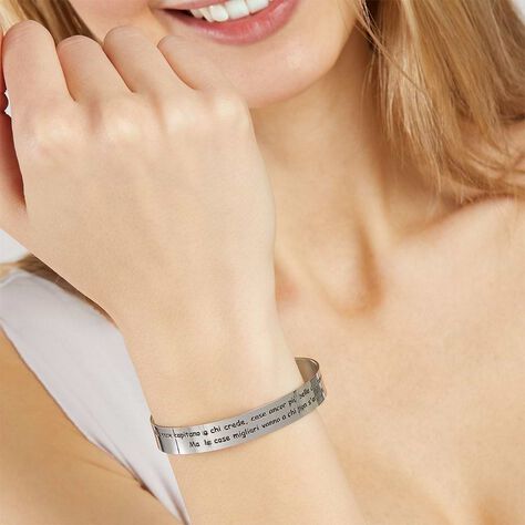 Bangle Lady Message Acciaio Cristallo - Bracciali Rigidi Donna | Stroili