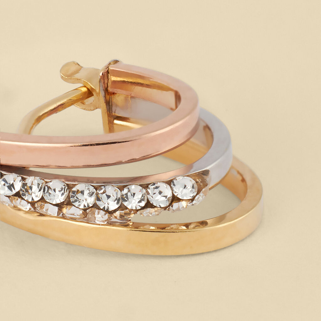 Orecchini A Cerchio Toujours Oro Tricolore Cristallo - Orecchini a Cerchio Donna | Stroili