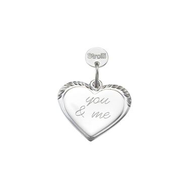 Charm in argento rodiato diamantato con incisione