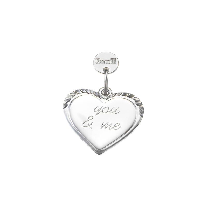 Charm in argento rodiato diamantato con incisione - Charms Donna | Stroili
